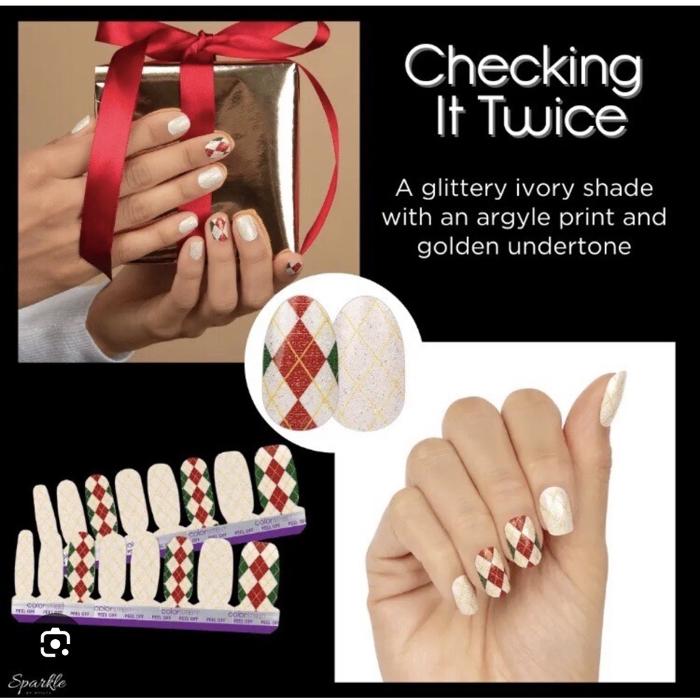 Color Street Checking it Twice Festive Argyle Nail Wraps. New with tags - Picture 4 of 7